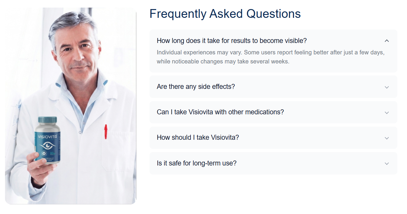 Specialist holding a bottle of Visiovita